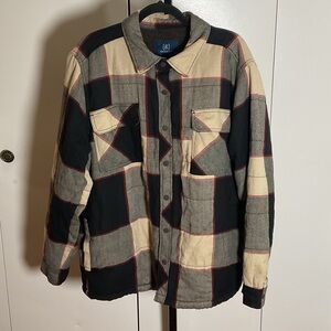 George Men's Plaid Shirt Jacket - Black, Cream, and Tan